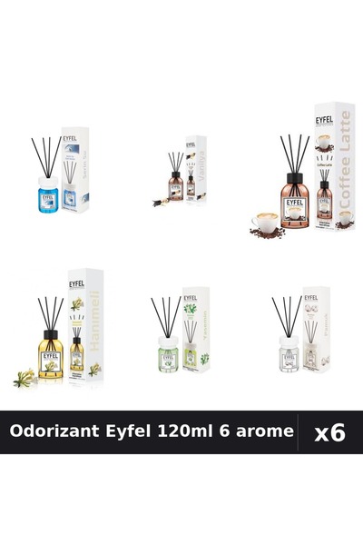 Eyfel Set 6 Odorizante Camera Betisoare - 6 Arome Asortate, 120ml Parfum