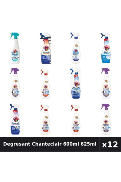 Chanteclair Set 12 Degresant Universal 600-625ml - 9 Arome Asortate Curatenie...