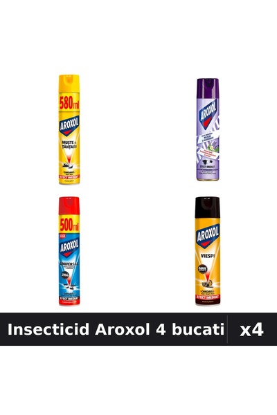Aroxol Set 4 Spray Insecticid 250ml-580ml - Anti Gandaci, Tantari, Muste