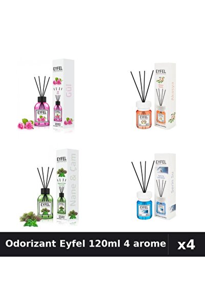 Eyfel Set 4 Odorizant Camera Betisoare - Trandafir, Acacia, Pin Mentă, Cool W...