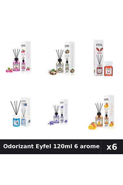 Eyfel Set 6 Odorizante Camera Betisoare - 6 Arome Asortate, 120ml Parfum