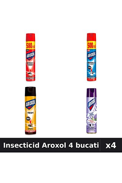 Aroxol Set 4 Spray Insecticid 250ml-580ml - Anti Gandaci, Tantari, Muste
