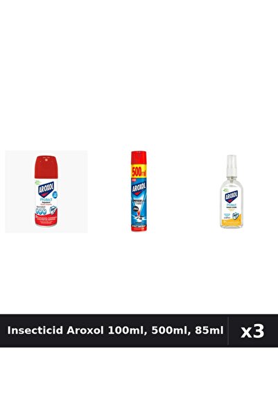 Aroxol Set 3 Spray Insecticid 100ml, 500ml + Loțiune Repelent 85ml - Protecți...