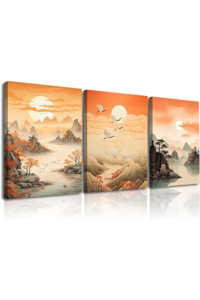 Today Idea Modern Painting, Canvas Prints Landscape Flying Crane Wall Art (3 ...
