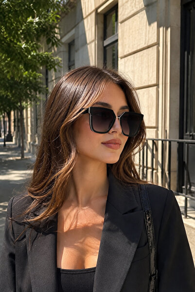 MİLANO KORS Unisex Siyah Çerçeve Degrade Cam Oversize Güneş Gözlüğü