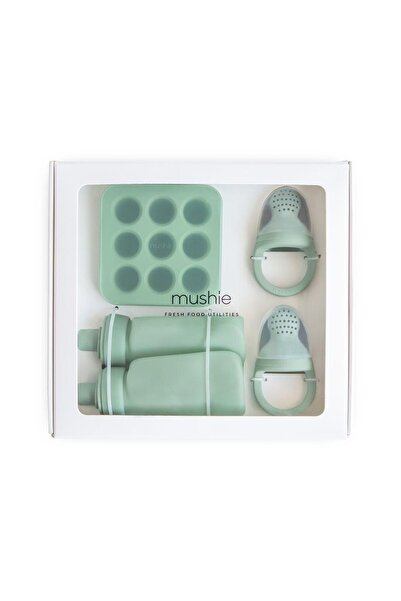 Baby Oliver Σετ Δώρου 5 Ειδών Φαγητού Σιλικόνης Cambrdige Blue - Mushie