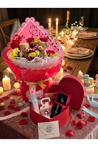 Ahsen Collection İçimden geldi kırmızı love hediye seti