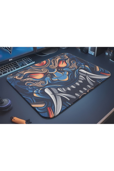 batcell Infernal Oni Gaming Oyuncu XL Mouse Pad Kaydırmaz Dikişli Mousepad 480x400x4 Mm Dikişli Model
