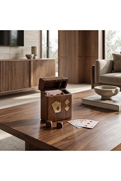 Vi Markets A luxurious wooden playing card box with dedicated storage for car...