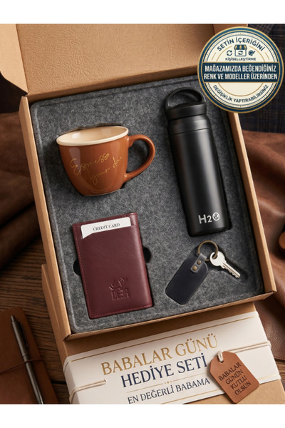 DEERDERİ Genuine Leather Handcrafted Mechanism Wallet, Keychain, Mug, Thermos...