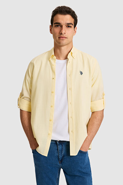 U.S. Polo Assn. Erkek Açık Sarı Uzun Kollu Basic Gömlek 50324660-VR004