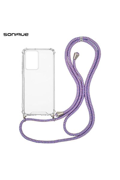 Sonique Θήκη Σιλικόνης με Κορδόνι Armor Clear Xiaomi Poco F5 Pro 5G Rainbow Λιλά