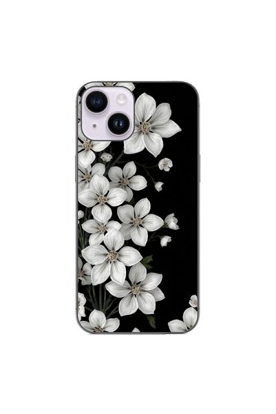 OEM Husa compatibila cu Apple iPhone 14 Silicon Gel Tpu Model Pure White Flowers