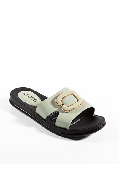 ALOGO Women's Green Slipper Made of Ecological Leather Ivnt
