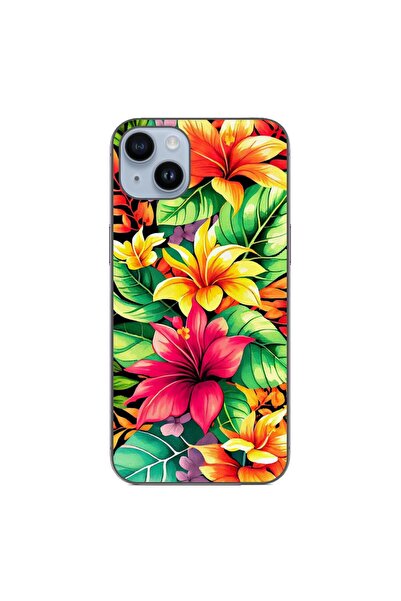 OEM Θήκη συμβατή με Apple iPhone 15 Plus από σιλικόνη gel TPU με σχέδιο κρίνος