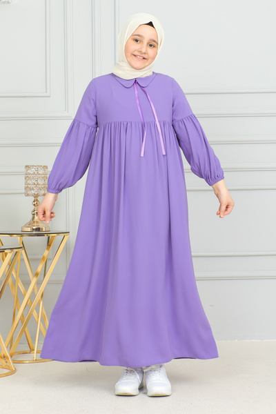 KADEEM Rochie pentru copii cu guler elastic violet - 4006