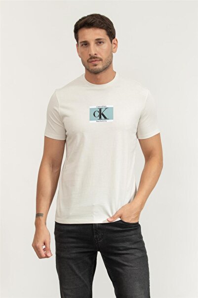 Calvin Klein Erkek Bisiklet Yaka T-Shirt Beyaz