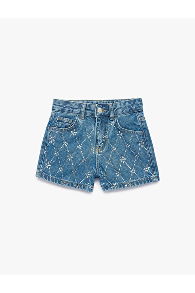 Koton Slim fit Pamuk lu Sa džepovima Sa kamenim detaljima Mini Denim šortsevi