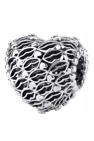 Larezo Charm, Model Inimă Și Buze, Inimă, Dimensiune 12x13mm, Culoare Arginti...