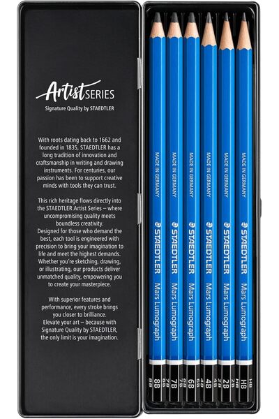 Staedtler MARS LUMOGRAPH 100 G6 6'LI KURŞUNKALEM METAL KUTULU -- KALEM SEPETİ --