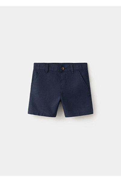 MANGO Baby Düz kesim keten bermuda şort