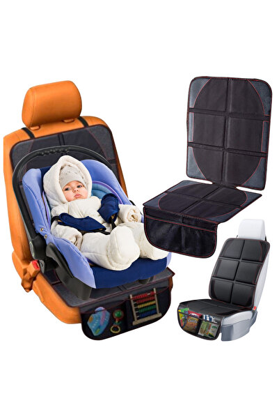 Mardil Protector scaun auto antiderapant, cu 2 buzunare, Negru/Roșu, covoraș ...