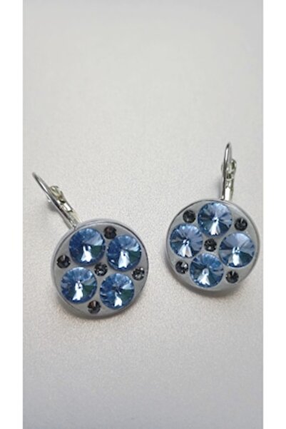 OEM Fashion earrings with Swarovski Light Sapphire 6mm crystals