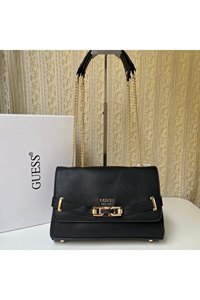 Guess Luxe Printed Buckle Chain-Strap Shoulder Bag with Flap and Underarm Str...