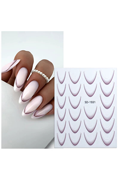 aba nails Ombre Efekt French Tırnak Sticker Lavanta Moru Nail Art SD-1931