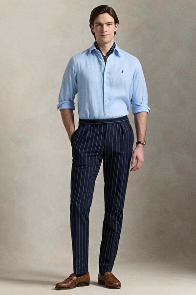 Ralph Lauren Black Label Pony İşlemeli Özel Kesim Keten Gömlek 100105118.