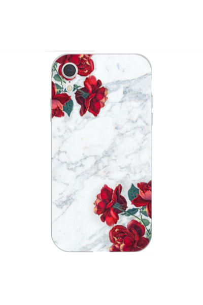 Other Apple iPhone Xr red roses marble Transparent Silicone TPU Θήκη