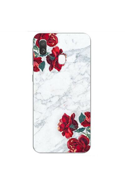 Other Samsung A40 red roses marble Transparent Silicone TPU Θήκη