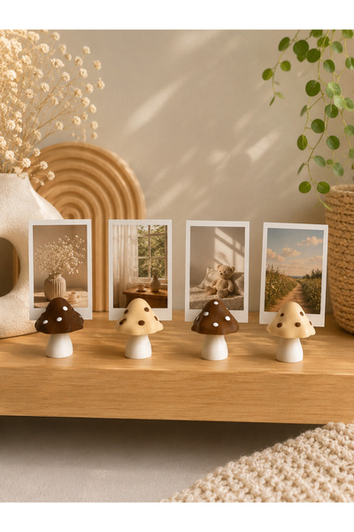 MSVstudio3d Mantar Temalı Fotoğraf Tutucu 4’lü Set | Dekoratif Polaroid Stand...