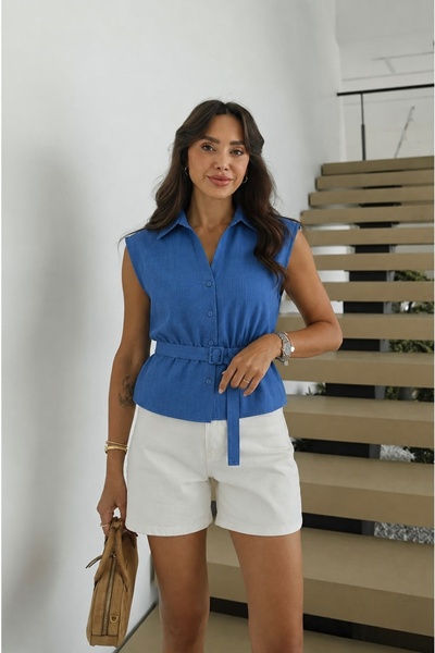 Noi Belis Waist Belted Sleeveless Woven Blouse Ss26Bz0177