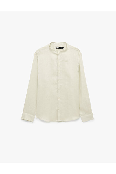 Koton Classic Collar Loose Fit Long Sleeve Linen Shirt