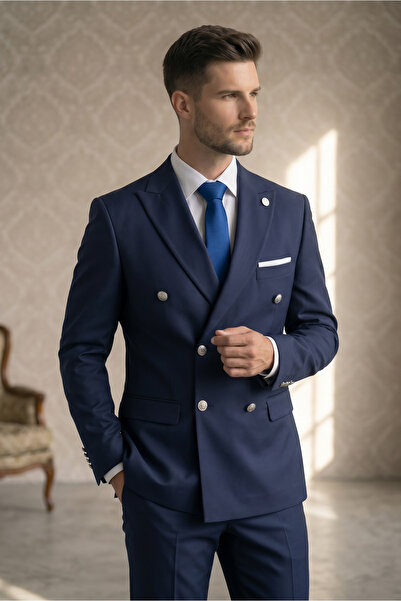 AtlasGiyim Costum bărbătesc slim fit cu două rânduri de nasturi (2026)