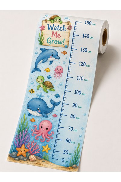 MaisonVelinCo Undersea Themed Children's Height Meter Wall Sticker Ocean Concept Children's Room Decor