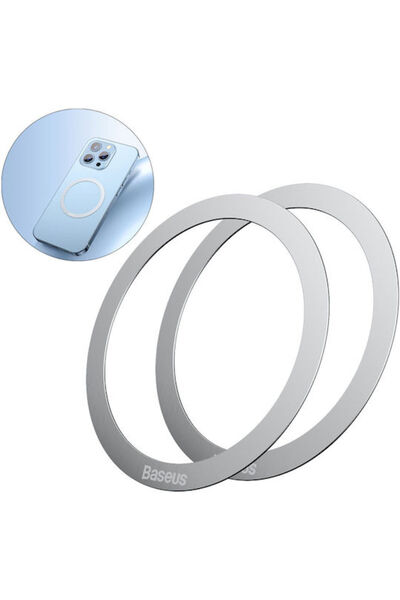 Baseus MagSafe Δαχτυλίδι Ασημί 2 τεμάχια