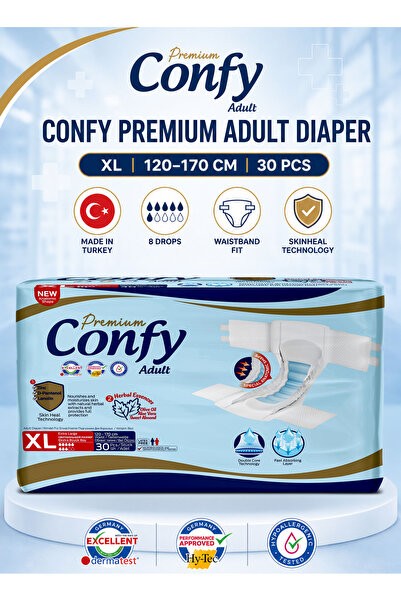 Confy حفاضات الكبار الفاخرة مقاس XL، 30 قطعة، سراويل للسلس، مقاس الخصر 120-17...