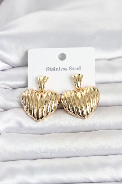 norsary 316L Steel Gold Color Heart Model Women's Earrings