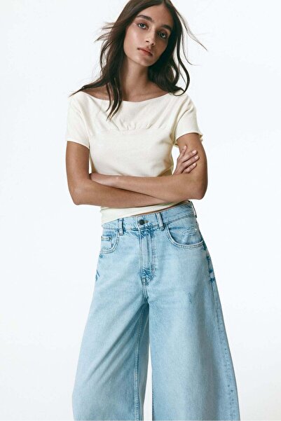 H&M Gathered cap-sleeved top