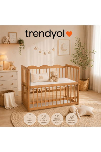 Carino Wins Anne Yanı Sallanır 60x120 Bebek Beşiği - Kayın Ağacı Sağlam Gövde...