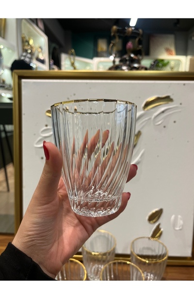 P&ORA PREMIUM KITCHEN PRODUCTS Gold Plated Buket Set of 6 Water Glasses