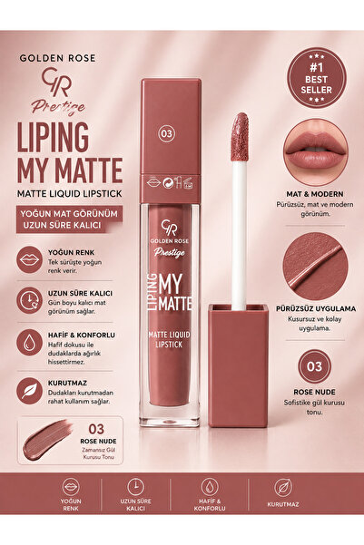 Golden Rose Liping My Matte Likit Ruj No: 03 - Suya Dayanıklı Ultra Mat Ruj