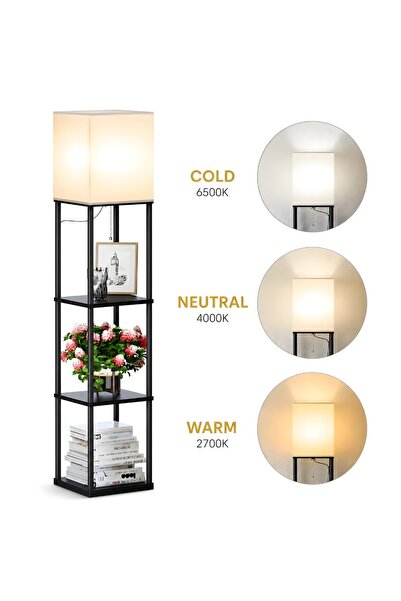 Kdhome Lampadar Dreptunghiular LumiEdge, Lampa Podea cu Rafturi, 800 Lumeni, ...