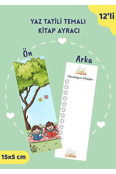 Miko Miko Şeyler 12'li Yaz Tatili Temalı Kitap Ayracı / Özel Tasarım, Hediyel...