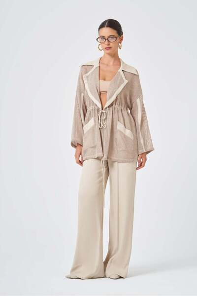 FTZ WOMEN Women's Mesh Detail Set Beige 31087