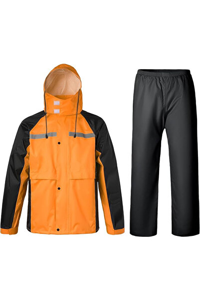 OEM Orange/black waterproof work suit for men, reflective jacket and pants, w...