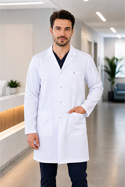 Ikali Erkek Önlük & Hastane Doktor Laborant Hemşire İş Önlüğü & Orta Boy Klas...