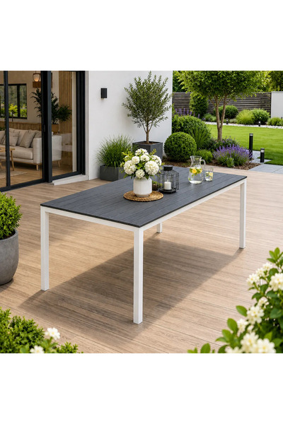 Selgot Garden Table 156x78cm, Grey White Color